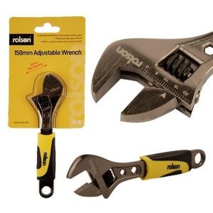Rolson 150mm (6″) Black Nickel Rubber Grip Adjustable Wrench 19020