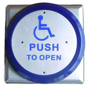 ASEC Press To Exit – W/chair Switch Large Round SS/Blue (EACH)