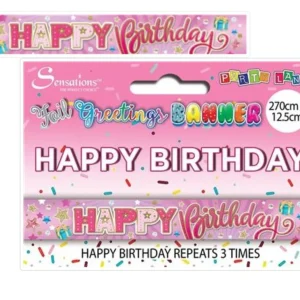 BN-49 Banners – Happy Birthday Pink 270 x 12.5cm