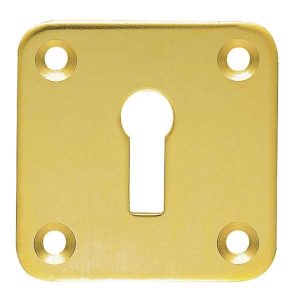 Escutcheon Key Square 50 X 50mm Polished Brass (PAIR)