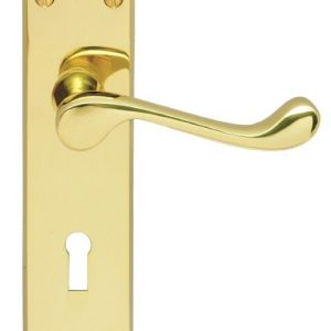 Scroll Furniture Lever Lock Polished Brass (SET)