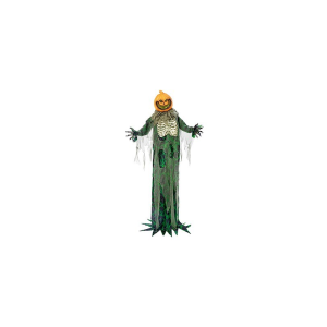 HB238666 1.9m Battery Operated Lit Animated Grinning Pumpkin Man