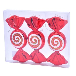 P030673 Festive pack of 3 x 19cm red and white candy
