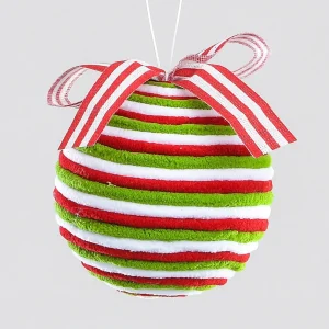 YNU69261 12cm Fabric Ball with Ribbon Green