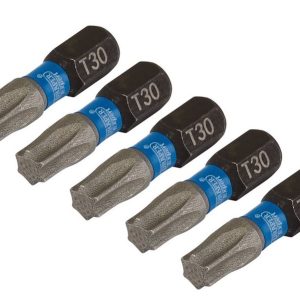 DRAPER EXPERT TX-STAR® IMPACT SCREWDRIVER BITS, T30 X 25MM, 1/4″ HEX (PACK OF 5)