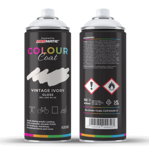 Pro-Matic Colour Coat Vintage Ivory Antique White Gloss RAL 030 90 05 Aerosol Spray Paint 400ml
